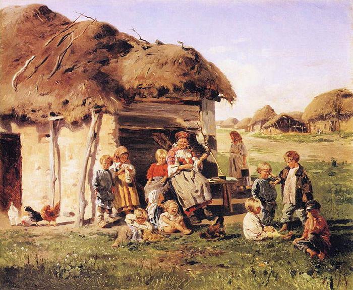 Vladimir Makovsky The Village Children Norge oil painting art